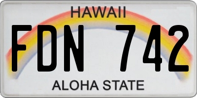 HI license plate FDN742