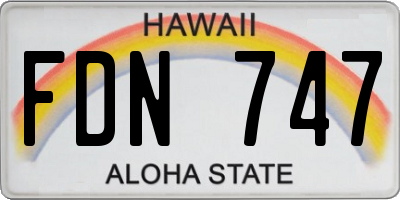 HI license plate FDN747