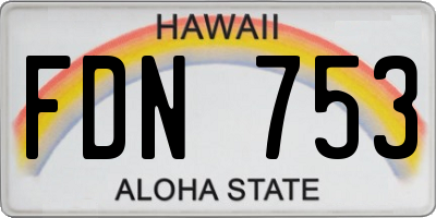 HI license plate FDN753