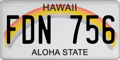 HI license plate FDN756