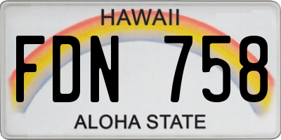 HI license plate FDN758