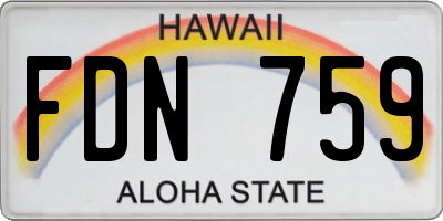 HI license plate FDN759