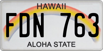 HI license plate FDN763