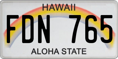 HI license plate FDN765
