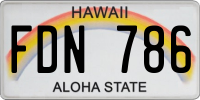 HI license plate FDN786