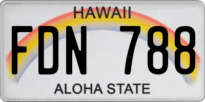 HI license plate FDN788
