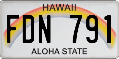 HI license plate FDN791