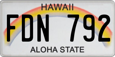 HI license plate FDN792