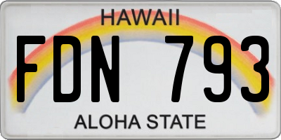 HI license plate FDN793