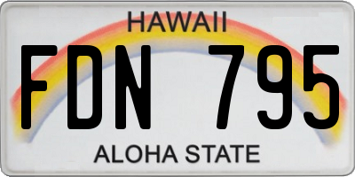 HI license plate FDN795