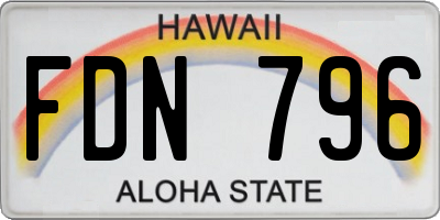 HI license plate FDN796