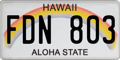 HI license plate FDN803
