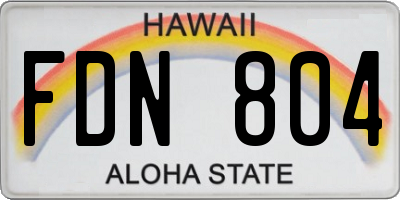 HI license plate FDN804
