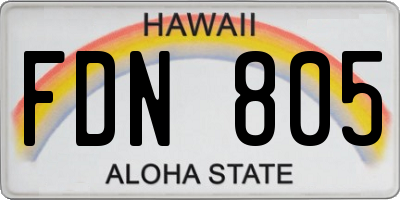 HI license plate FDN805