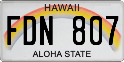HI license plate FDN807
