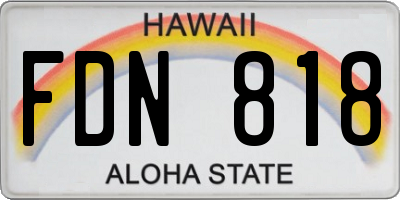 HI license plate FDN818
