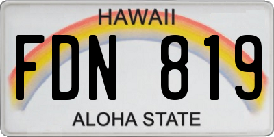 HI license plate FDN819