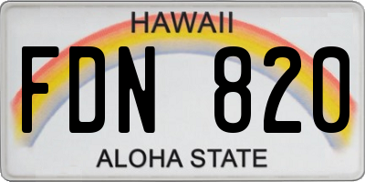 HI license plate FDN820