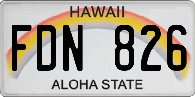 HI license plate FDN826