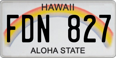 HI license plate FDN827