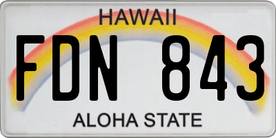 HI license plate FDN843