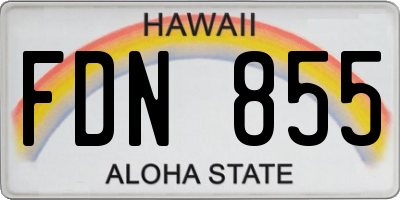 HI license plate FDN855