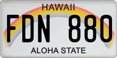 HI license plate FDN880