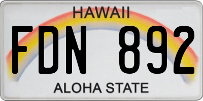 HI license plate FDN892