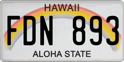 HI license plate FDN893