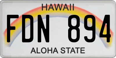 HI license plate FDN894
