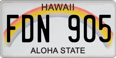 HI license plate FDN905