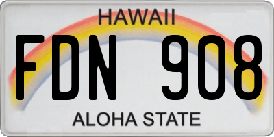 HI license plate FDN908