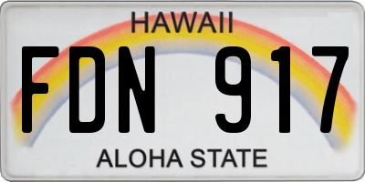 HI license plate FDN917