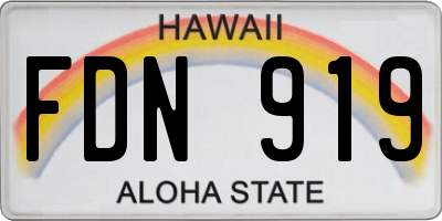 HI license plate FDN919
