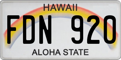 HI license plate FDN920
