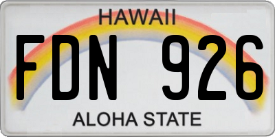 HI license plate FDN926