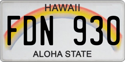 HI license plate FDN930