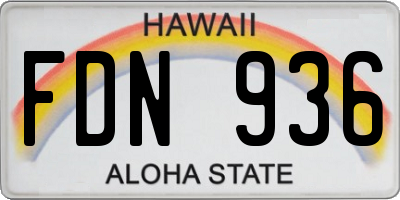 HI license plate FDN936
