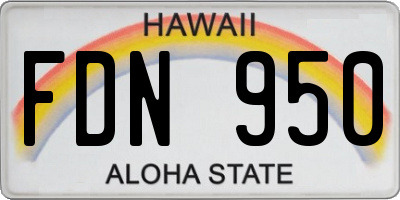 HI license plate FDN950