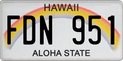 HI license plate FDN951