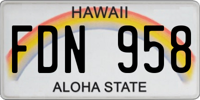 HI license plate FDN958