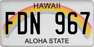 HI license plate FDN967