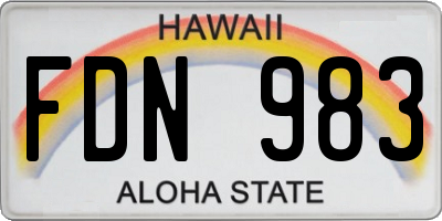 HI license plate FDN983