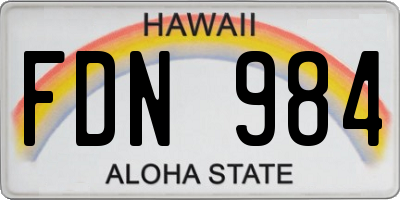 HI license plate FDN984