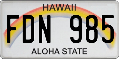 HI license plate FDN985
