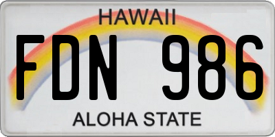 HI license plate FDN986