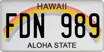 HI license plate FDN989