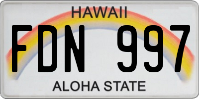 HI license plate FDN997