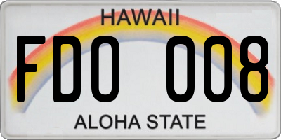 HI license plate FDO008