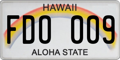 HI license plate FDO009